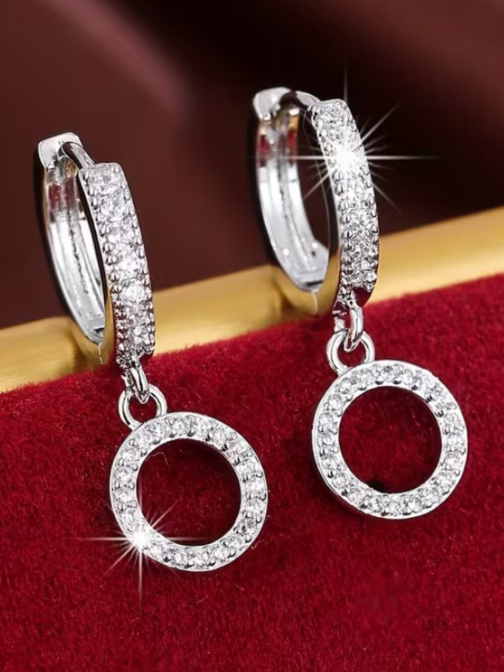 14K White Gold Womens 1ct Diamond Hanging Drop Hoop Earrings 14 K Silver Jewelry